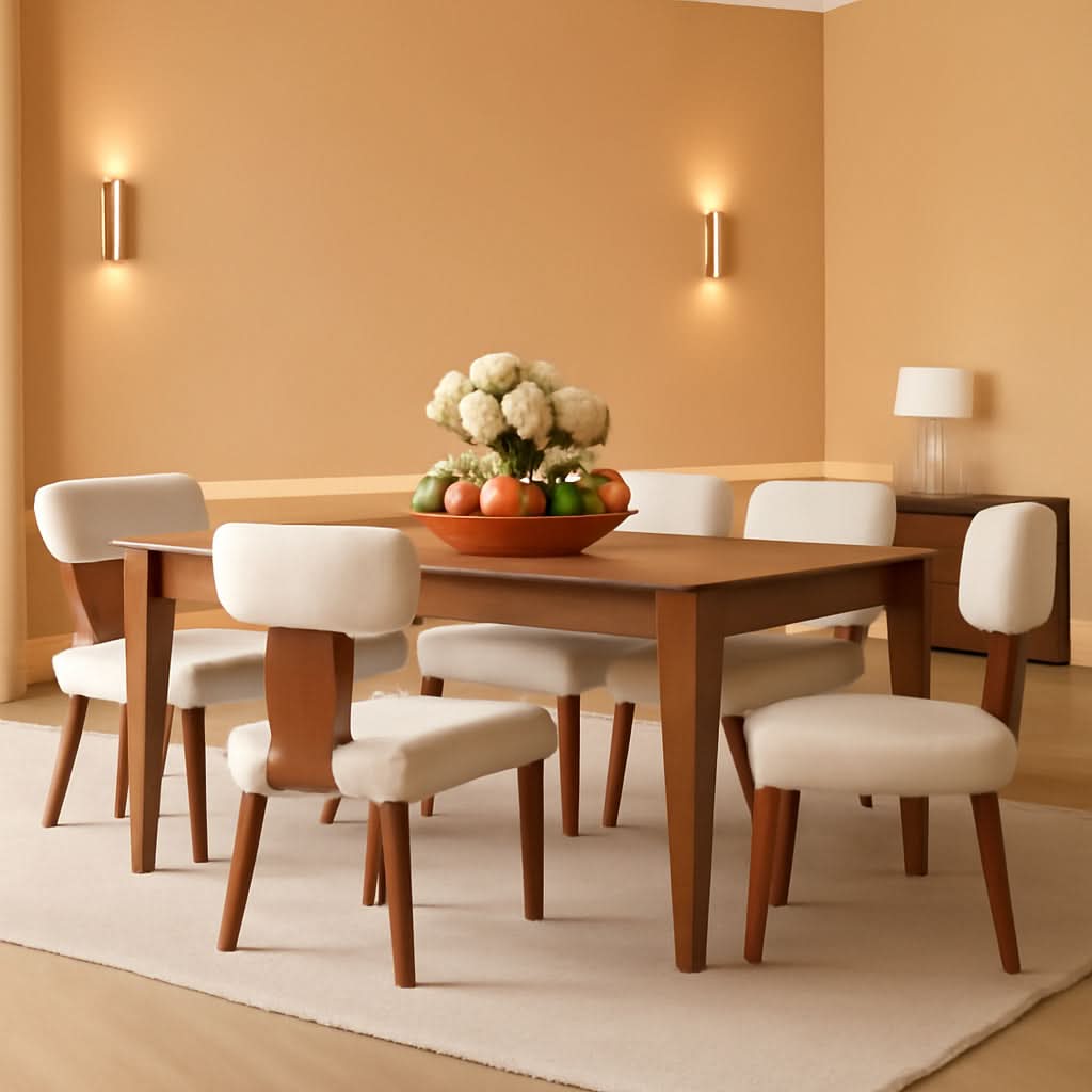 Upholstered Dining Chairs Set Linen Beige Performance