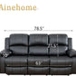 Leather Recliner Sofa Set Black For Living Room And Small Spaces