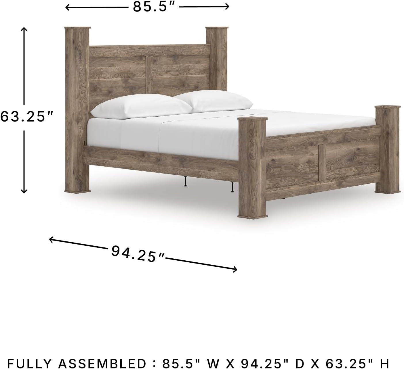 Ashley Signature King Size Poster Bed Frame Hickory
