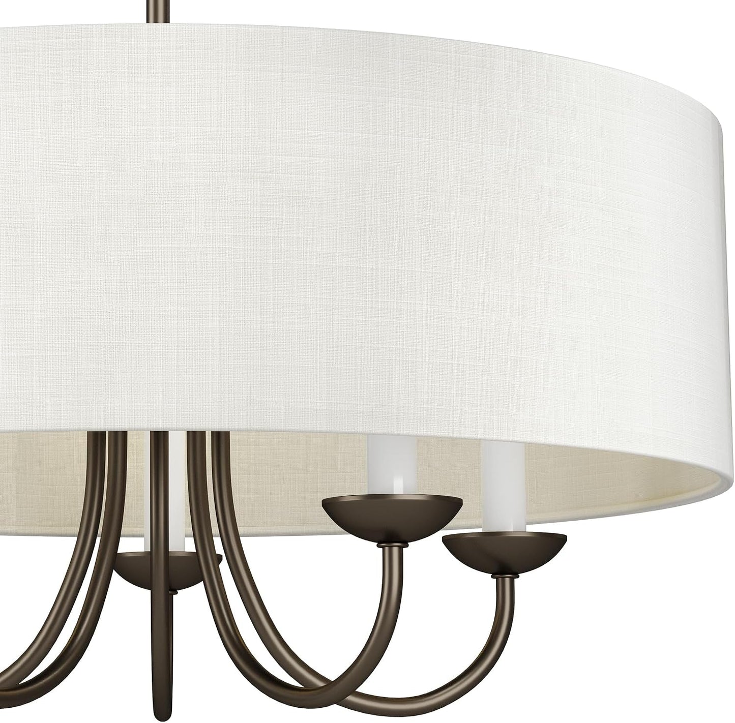 Five Light Chandelier Fixture White Textured Bronze-4