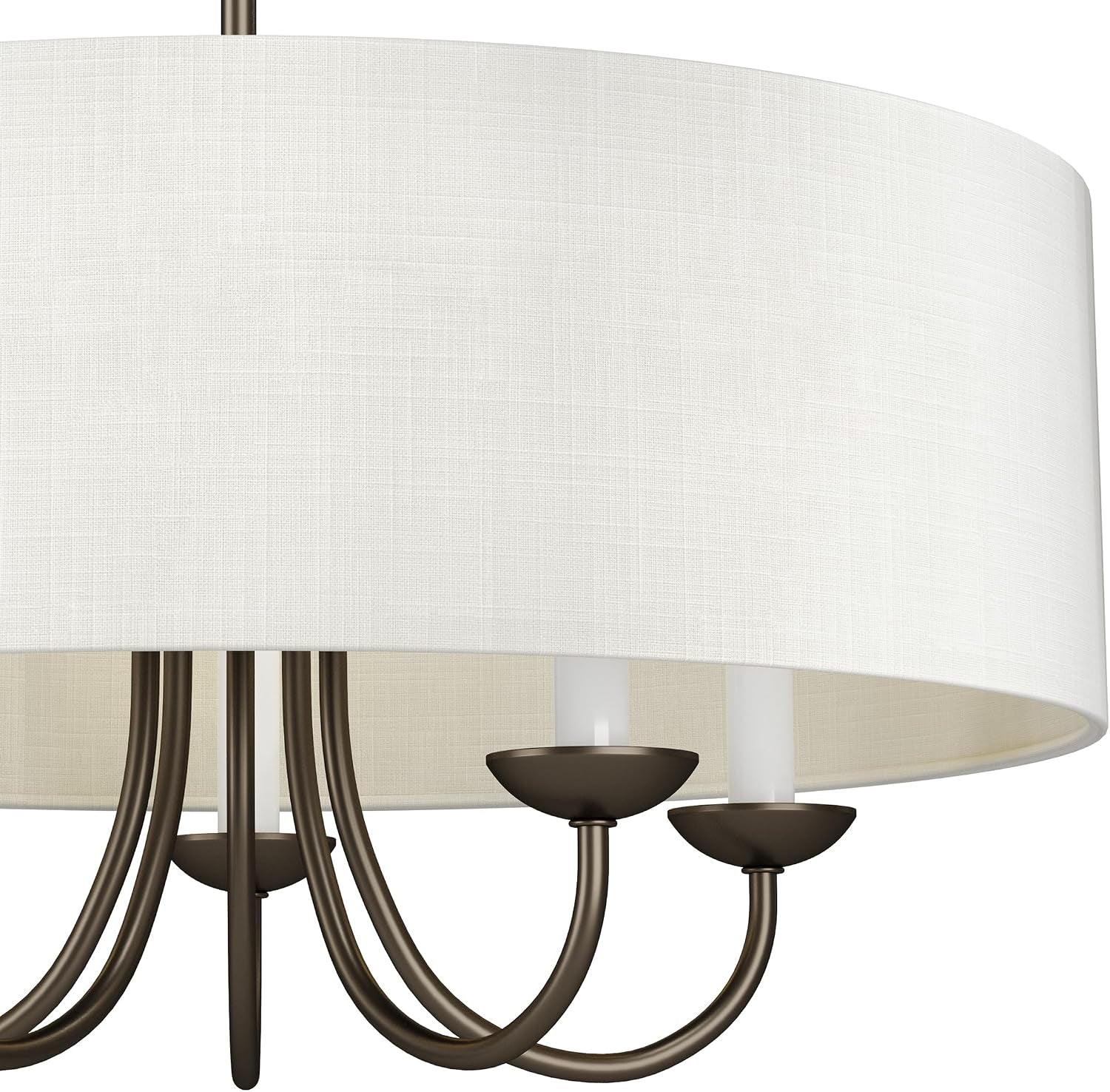 Five Light Chandelier Fixture White Textured Bronze-4