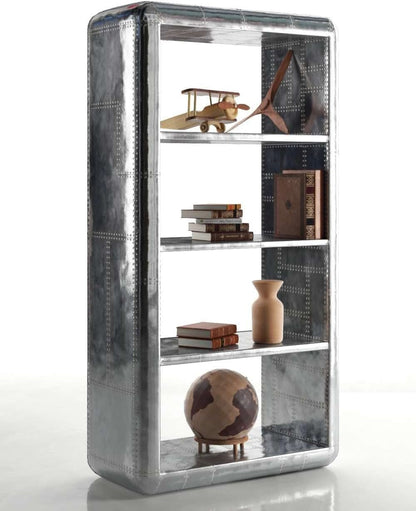 Silver Industrial Metal Bookcase Home Office Storage