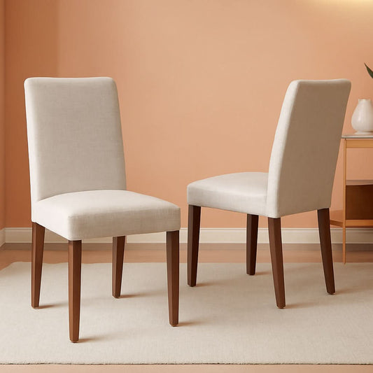 Abbott Classic Parson Dining Chairs Doeskin Linen Fabric Set Of 2