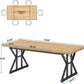 Farmhouse Dining Table 70.8 Inch Wood With Metal Legs
