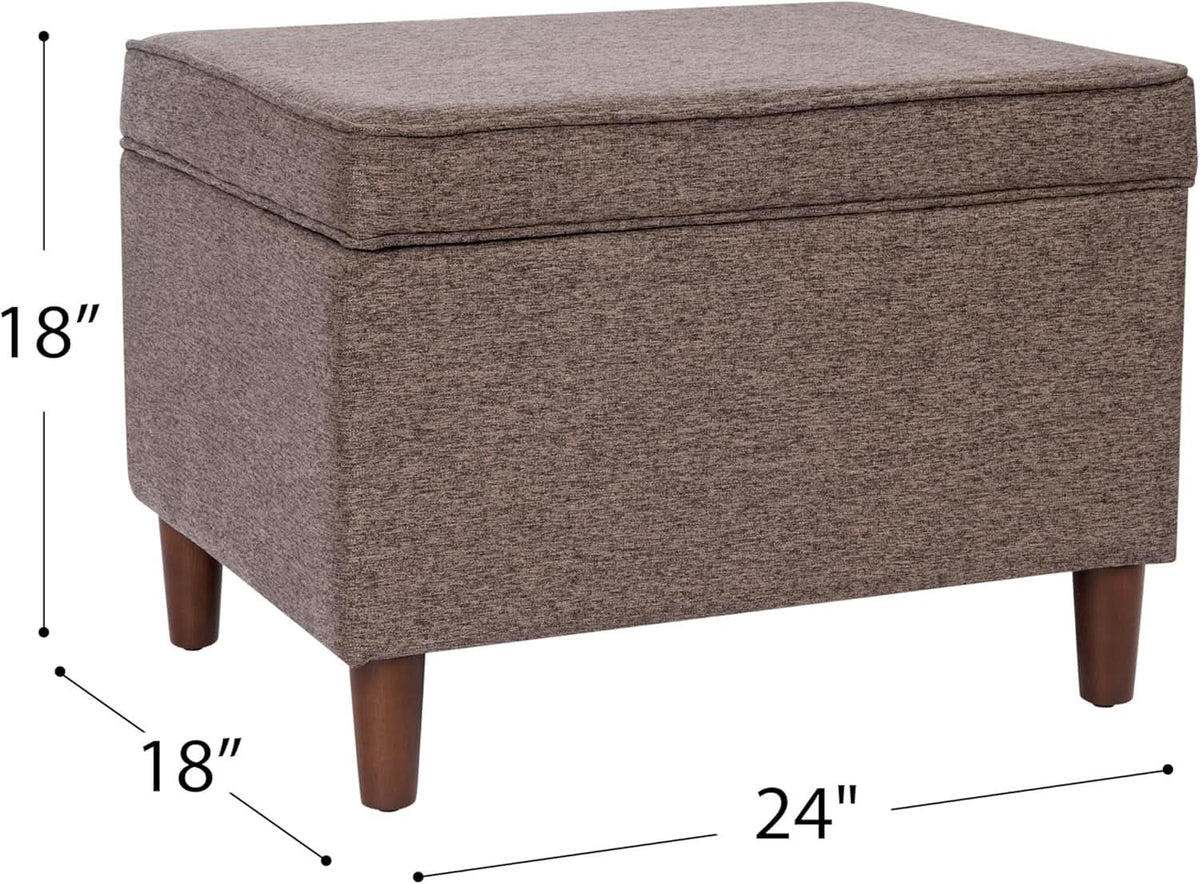 Chocolate Brown Contemporary Storage Ottoman With Lid