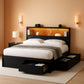 Vintage Black Queen Storage Bed Frame With USB Ports-0