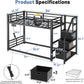 Black Twin Over Twin Metal Bunk Bed Storage Drawers