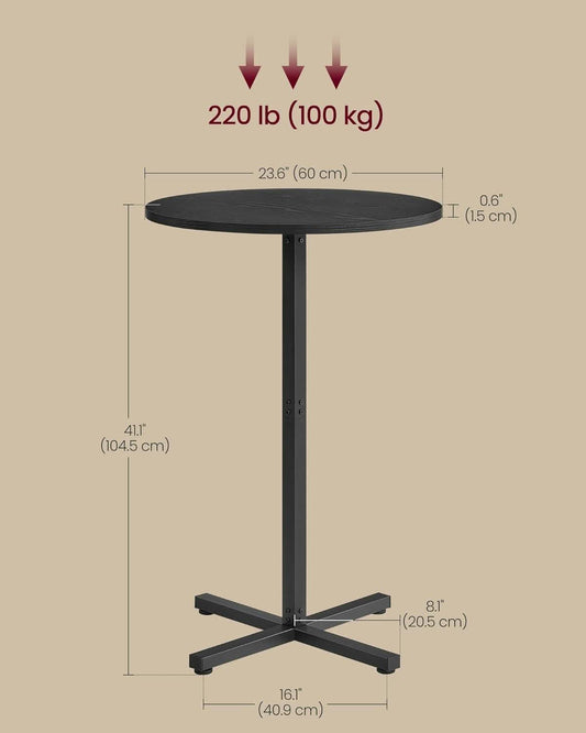 Round Cocktail Table Set 23 Point 6 Inch Diameter Ebony Black