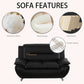 Black 5 Seat Faux Leather Sectional Sofa Set For Living Room