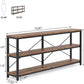 70 Inch Weathered Rustic Brown Sofa Console Table Three Tier