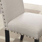 Tan Fabric Dining Chairs With Nailhead Trim Set Of 2