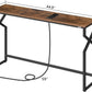 Sofa Console Table Integrated Charging Station Brown