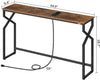 Sofa Console Table Integrated Charging Station Brown
