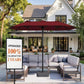 Fifteen Foot Burgundy Patio Umbrella With Base Included