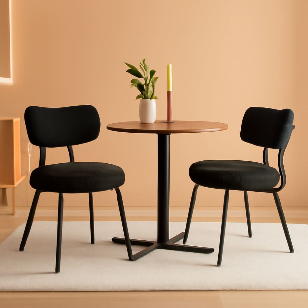 Elegant Ink Black Upholstered Dining Chairs SetOf2