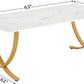 Executive Desk 63W X 31.5D White And Gold Computer Desk