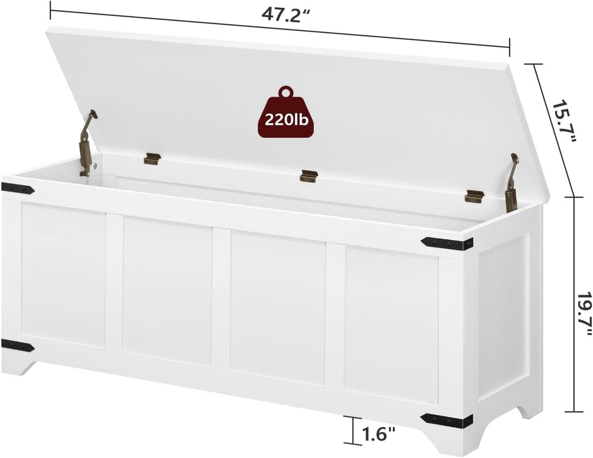 Premium White Storage Chest 47.2 Inches Contemporary