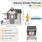 Large Wooden Outdoor Playhouse With Kitchen Features