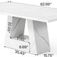 63 Inch White Faux Marble Dining Table Rectangular