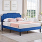 Full Upholstered Platform Bed Navy Blue Tufted Headboard