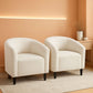 Ivory Barrel Chairs Boucle Living Room Duo Two Piece Set-0