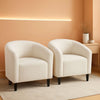 Ivory Barrel Chairs Boucle Living Room Duo Two Piece Set-0
