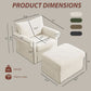 Beige Chenille Contemporary Ottoman Reading Chair Set