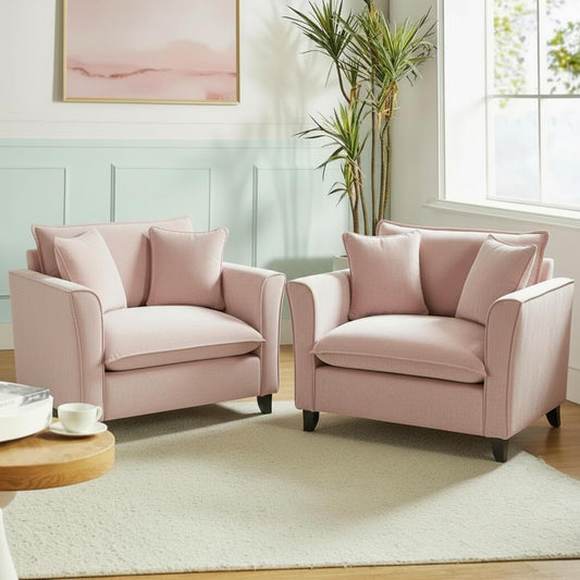 Oversized Chenille Accent Chair Pale Pink Cushions
