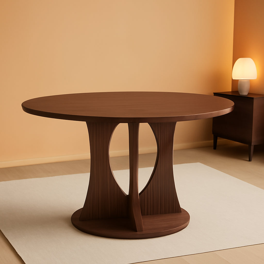 47 Inches Walnut Contemporary Pedestal Dining Table