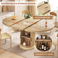Extendable Round Dining Table 47 Inch Natural Wood Finish