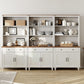 White Wooden Farmhouse Barn Door Storage Bookshelf-2