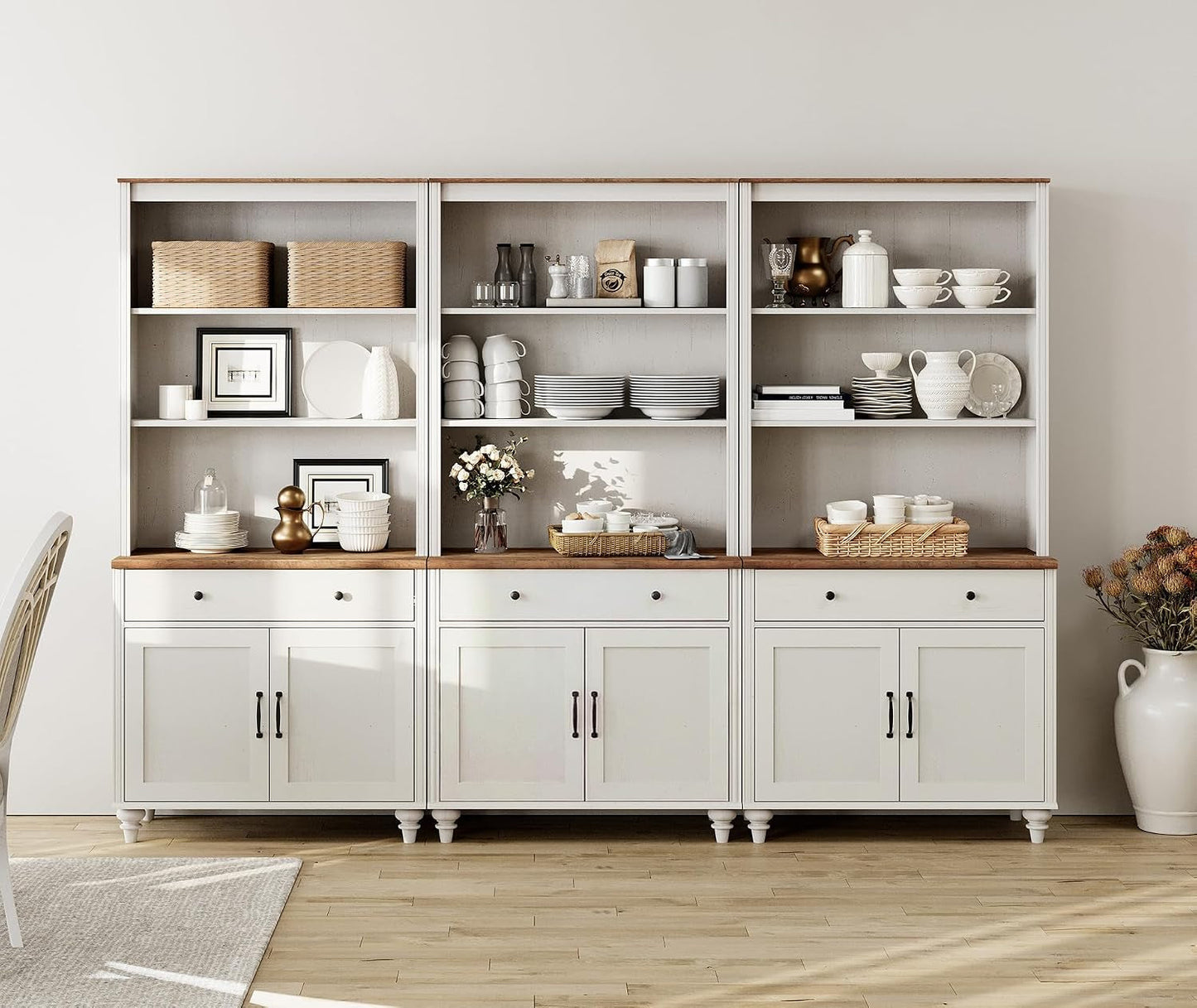 White Wooden Farmhouse Barn Door Storage Bookshelf-2