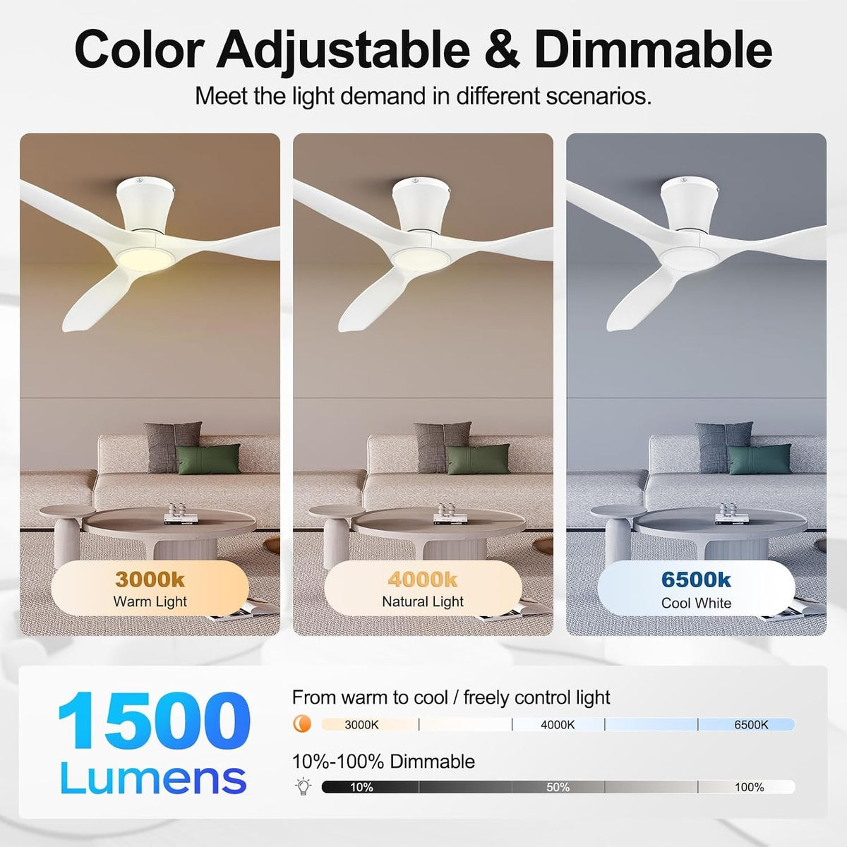 Integrated Lighting Reversible 52 Inch Ceiling Fan
