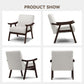 Beige Upholstered Modern Midcentury Solid Wood Armchair With Cushions