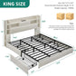 King Size Bed Frame Antique White With Bookcase Headboard