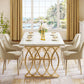 63 Inch Dining Table With Faux Marble Top For Kitchen And Dining Room-3