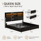 Vintage Black Queen Storage Bed Frame With USB Ports-1