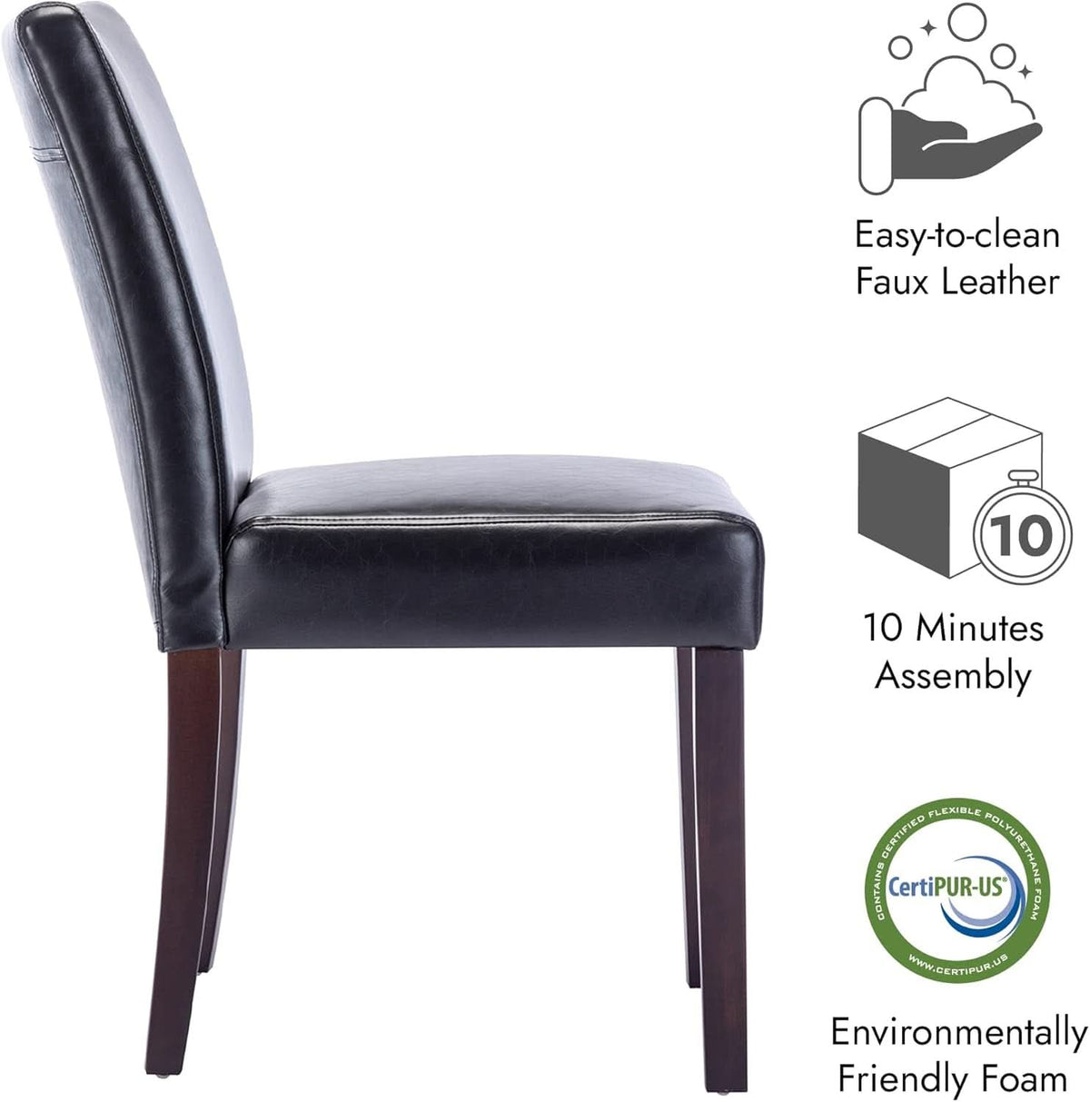 Black Upholstered Armless Dining Chairs With Timber