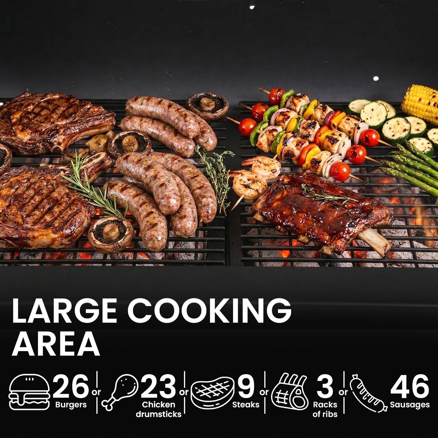Charcoal Grill Featuring Offset Smoker And Thermometer