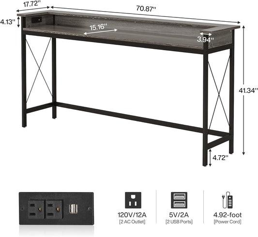 Industrial Grade Sofa Console Table With USB Outlets