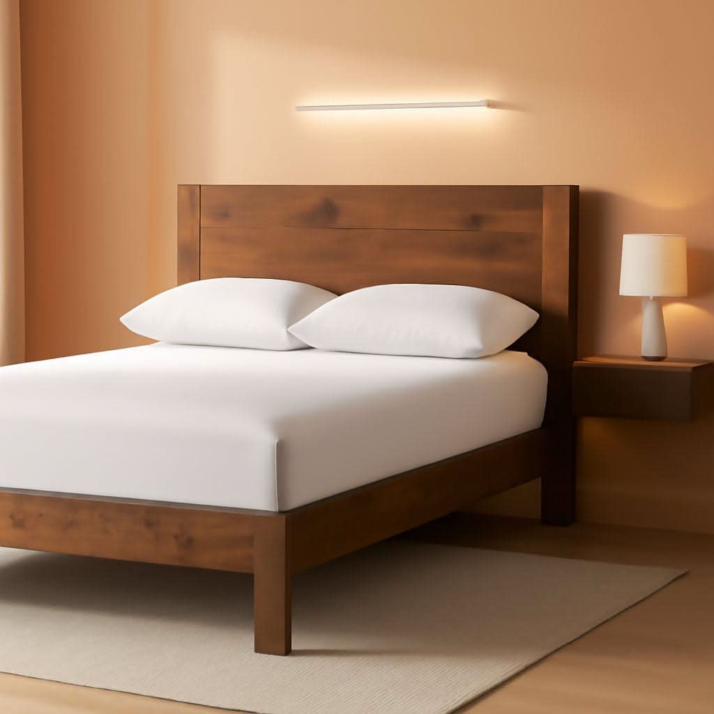 Queen Size Solid Wood Platform Bed Frame With Headboard