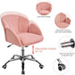 Pink Velvet Desk Chair With Wheels And Armrests Swivel Office Chair