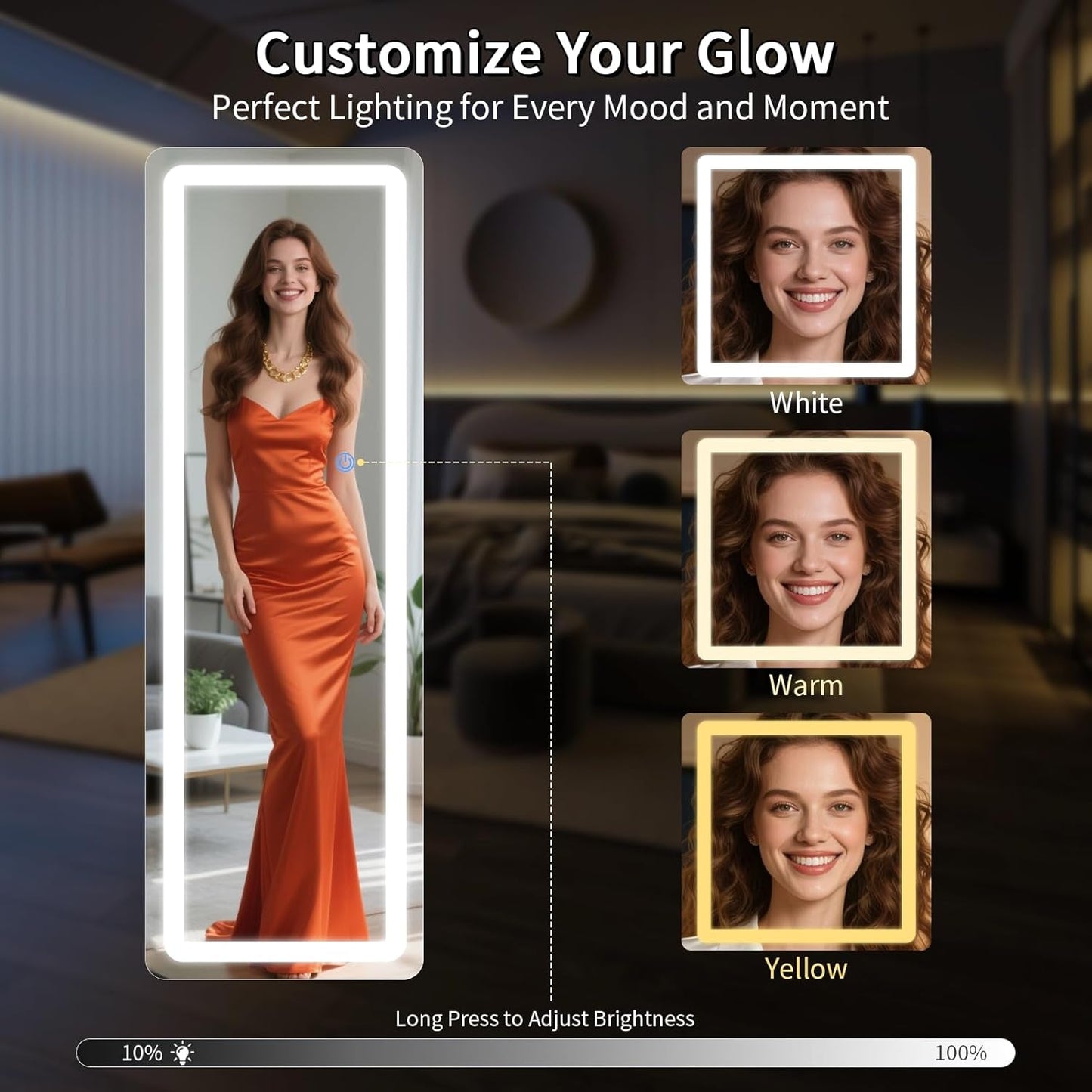 56x20 Inch Dimmable Illuminated Full Length Mirror