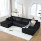 Corduroy Black UShaped 146Inch Modular Sectional Sofa