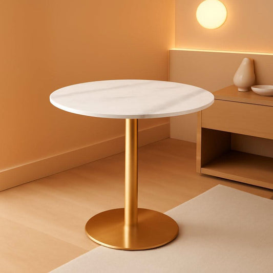 Round Diameter Precise 30 In Dining Table White Marble Top