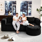 96 Inches Stripe Black PremiumCloudlike Sectional Sofa