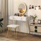 Makeup Vanity Desk White Goldtone Illuminating Mirror