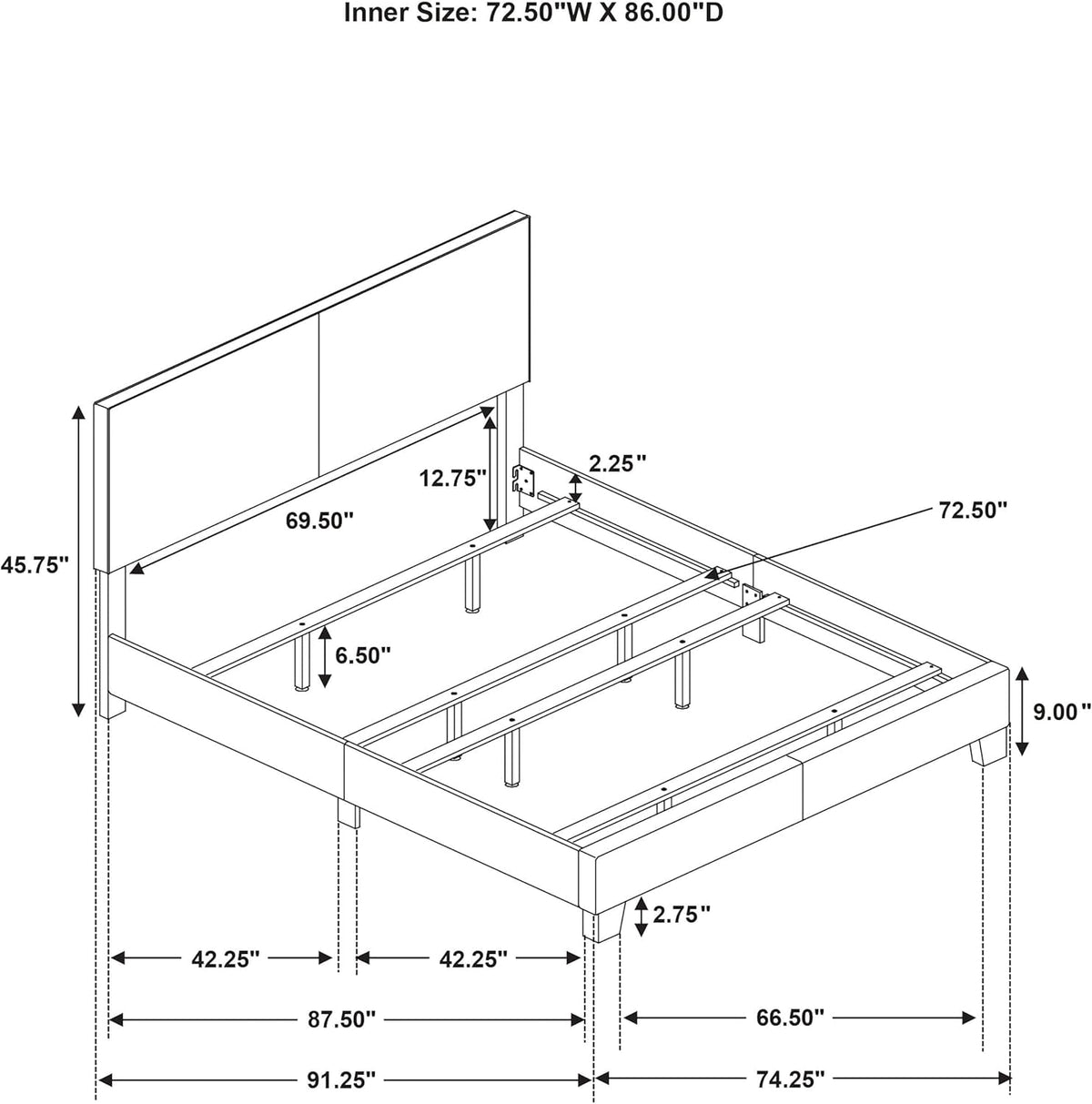 Taupe California King Transitional Style Bed Frame