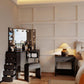 Corner Vanity Desk Black Illuminated Mirror Lights