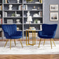 Blue Velvet Wingback Chair With Metal Legs For Living Room-4